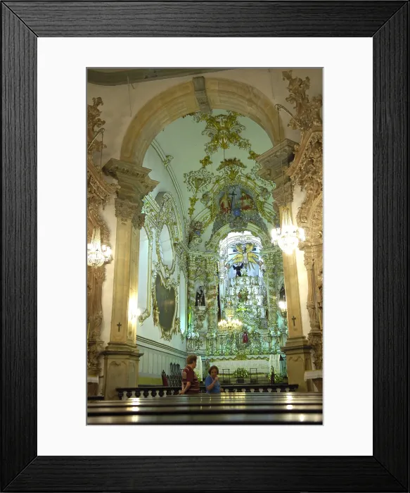 Framed Print : BRAZIL. San Joao del Rey. The Church of Sao Francisco de Assisended in 1774. Sculptures by Aleijandinho. Colonial baroque. Architecture Framed Print : BRAZIL. San Joao del Rey. The Church of Sao Francisco de Assisended in 1774. Sculptures by Aleijandinho. Colonial baroque. Architecture