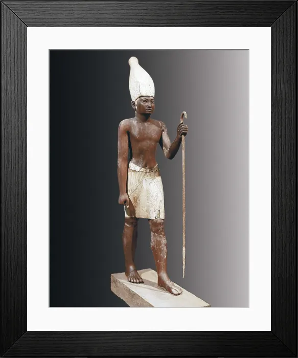 Framed Print : Statue of Sesostris I. 1971 -1928 BC. The Pharaoh appears here with a White Crown from the Upper Egypt. Painted cedarwood. Egyptian art. Middle Kingdom. Sculpture on wood. EGYPT Framed Print : Statue of Sesostris I. 1971 -1928 BC. The Pharaoh appears here with a White Crown from the Upper Egypt. Painted cedarwood. Egyptian art. Middle Kingdom. Sculpture on wood. EGYPT