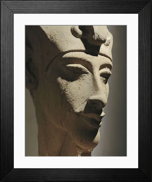 Framed Print : Akhenaten. 1301 BC. 18th Dynasty. Egyptian art. New Kingdom. Sculpture on rock. EGYPT. Luksor. Luxor Museum. Proc: EGYPT. Karnak. Thebes. Temple of Amon - Ra