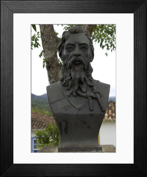 Framed Print : BRAZIL. Tiradentes. Statue of the leader Joaquim Jos Silva Xavier 'Tiradentes'. Sculpture on bronze