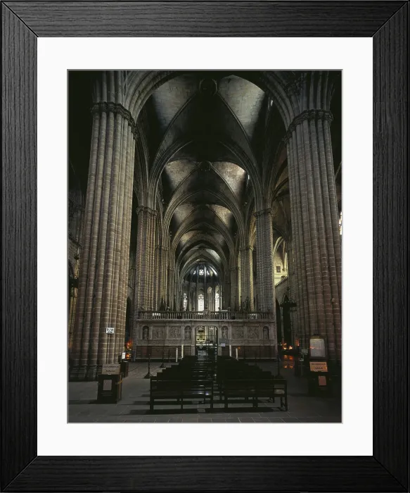 Framed Print : Cathedral of Barcelona. 13th-14th c. SPAIN. Barcelona. Cathedral. Central nave towards the altar. Gothic art. Architecture. AISA / Everett Collection**US SALES ONLY**