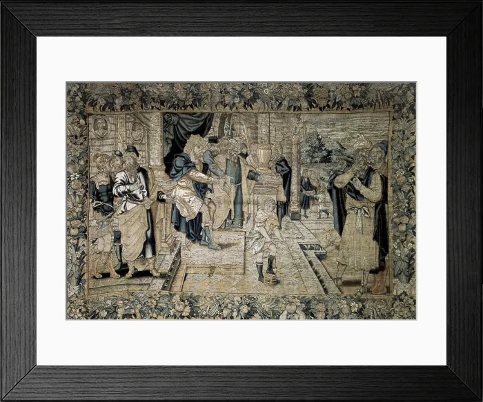 Framed Print : Moses playing with the crown of the pharaoh (16th c.). Flemish art. Tapestry. SPAIN. Zaragoza. Zaragoza University Library. AISA / Everett Collection**US SALES ONLY**
