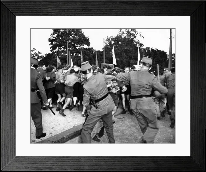 Framed Print : West Berlin Police attempt to control demonstrating East German youths. The protesters entered West Berlin at three widely separated border crossings as friendly visitors