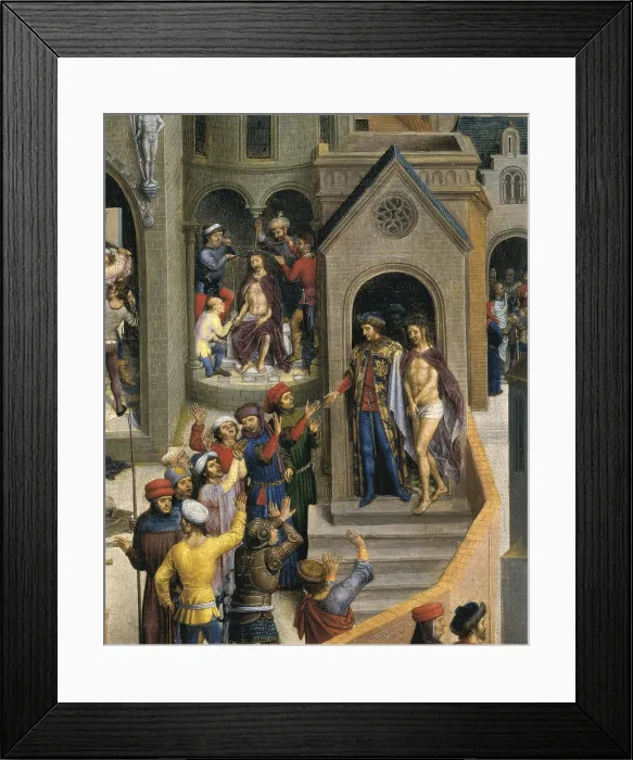 Framed Print : MEMLING, Hans (1433-1494). Passion of the Christ. 1840. Detail with the crown of thorns and the Ecce Homo. Flemish art. Oil on wood. ITALY. Turin