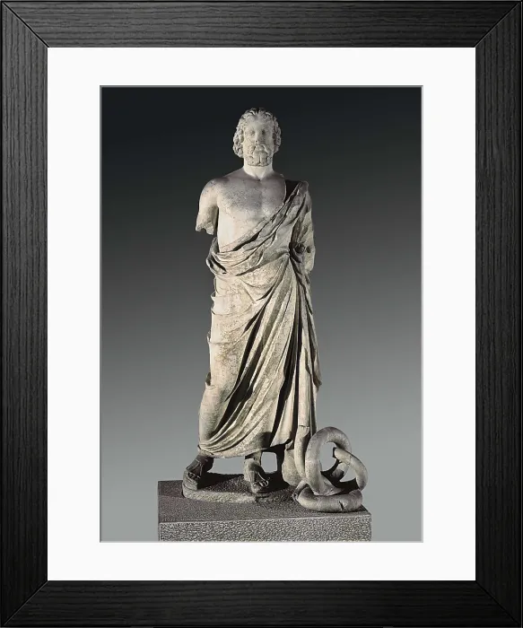Framed Print : Asclepius of Empuries. 5th c. BC. Classical Greek art. Sculpture on marble. SPAIN. Barcelona. Archaeology Museum of Catalonia. Proc: SPAIN. L'Escala. Empries