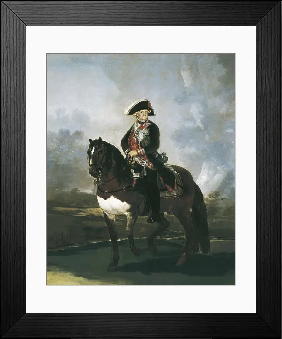 Framed Print : GOYA Y LUCIENTES, Francisco de (1746-1828). Charles IV on horseback. 1799. He is wearing the Colonel of the Guards of Corps uniform Framed Print : GOYA Y LUCIENTES, Francisco de (1746-1828). Charles IV on horseback. 1799. He is wearing the Colonel of the Guards of Corps uniform