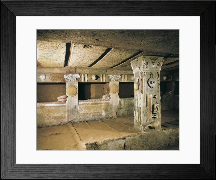 Framed Print : Tomb of the Reliefs. 4th-3rd c. BC. ITALY. Cerveteri. Banditaccia Necropolis. Etruscan art. Architecture. AISA / Everett Collection**US SALES ONLY** Framed Print : Tomb of the Reliefs. 4th-3rd c. BC. ITALY. Cerveteri. Banditaccia Necropolis. Etruscan art. Architecture. AISA / Everett Collection**US SALES ONLY**