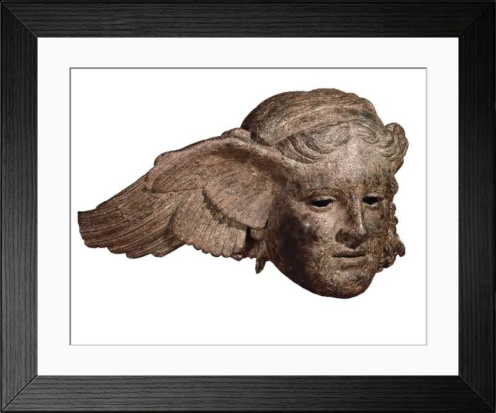 Framed Print : Bronze head of Hypnos. 1st-2nd c. God of Sleep. Roman copy from an original Greek dated back to 4th c. BC. Roman art. Early Empire. Sculpture on bronze. UNITED KINGDOM. London Framed Print : Bronze head of Hypnos. 1st-2nd c. God of Sleep. Roman copy from an original Greek dated back to 4th c. BC. Roman art. Early Empire. Sculpture on bronze. UNITED KINGDOM. London