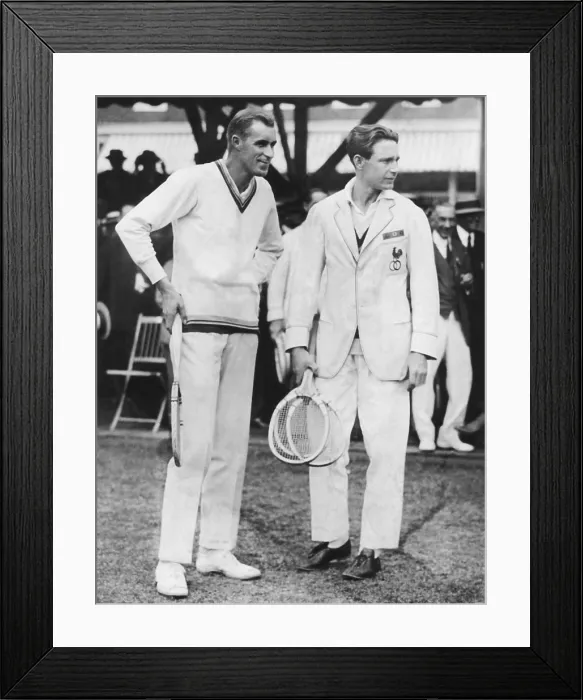 Framed Print : Bill Tilden (right) defeated Jean Borotra of France, in the Davis Cup matches, Sept. 10, 1925