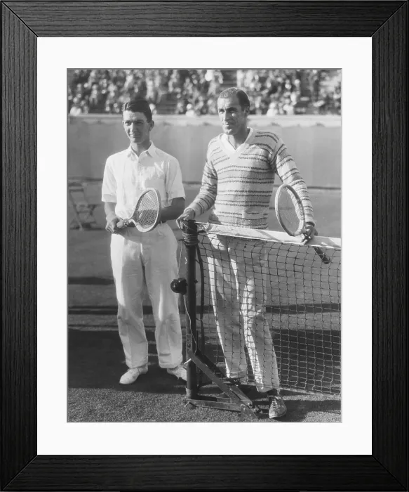 Framed Print : John Van Ryn and Bill Tilden (left) at 45th National Lawn Tennis Tournament at Forest Hills, NYC. Sept 13, 1926