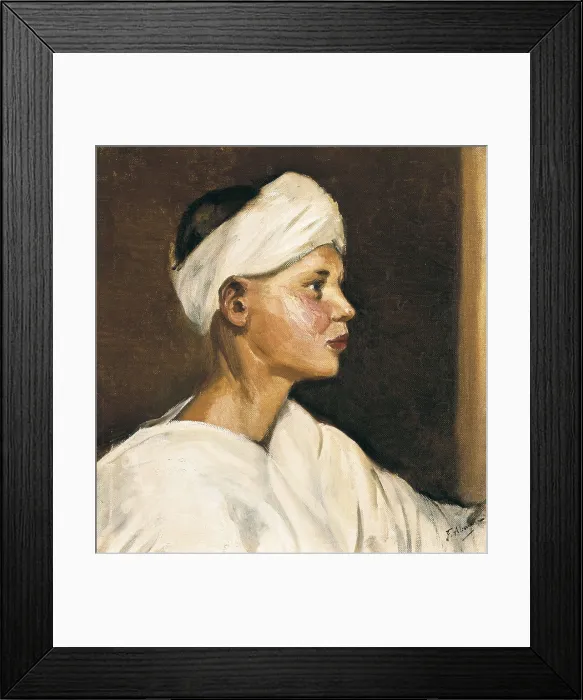 Framed Print : Head of a Young Moor. 1st half 20th c. Work from a trip to Morocco made by the artist. Artist's legacy. Oil on canvas. SPAIN. Cdiz. Cadiz Provincial Museum