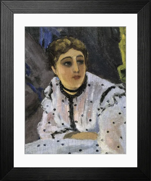 Framed Print : MONET, Claude (1840-1926). Dejeuner sur L'Herbe, Chailly (The Luncheon on the Grass). 1865 - 1866. Central detail. Portrait of woman