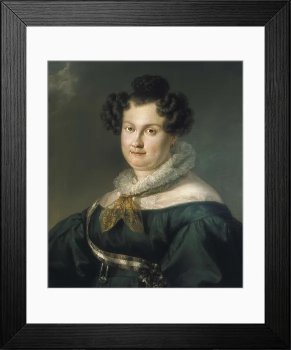 Framed Print : LOPEZ Y PORTAA, Vicente (1772-1850). Maria Christina de Bourbon-Sicile, Queen of Spain. 1860 - ca. 1850. Painted wearing the Dame Order of Maria Luisa. Oil on canvas. SPAIN
