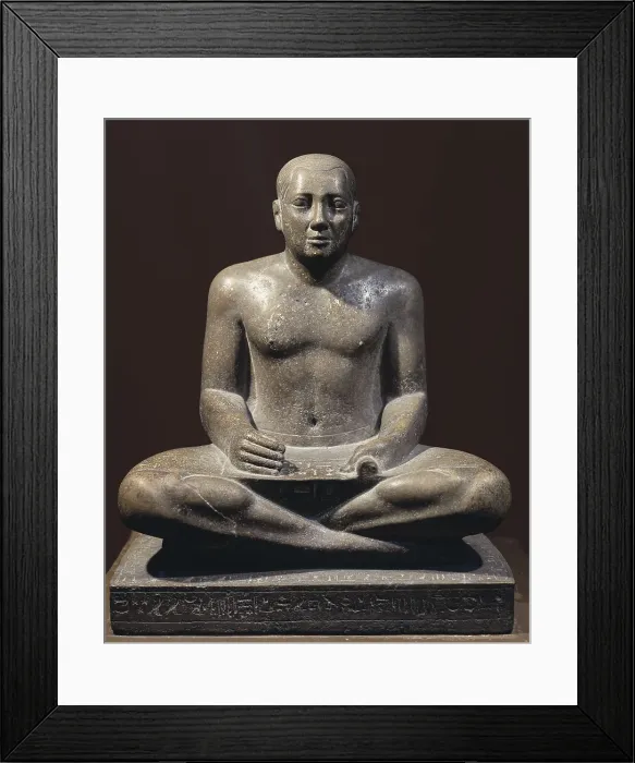 Framed Print : Petamenophis. 712 - 657 BC. Petamenophis (Nut) represented as scribe. Sculpture from the 25th Dynasty. Egyptian art. Third Intermediate Period. Sculpture on rock. EGYPT. Cairo Framed Print : Petamenophis. 712 - 657 BC. Petamenophis (Nut) represented as scribe. Sculpture from the 25th Dynasty. Egyptian art. Third Intermediate Period. Sculpture on rock. EGYPT. Cairo