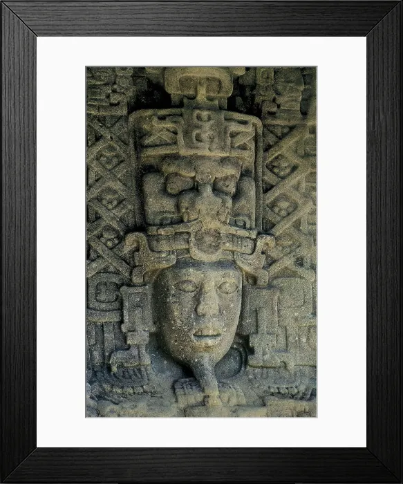 Framed Print : Stele A with head of god. 775. GUATEMALA. Quirigu. Maya art. Relief on rock. AISA / Everett Collection**US SALES ONLY** Framed Print : Stele A with head of god. 775. GUATEMALA. Quirigu. Maya art. Relief on rock. AISA / Everett Collection**US SALES ONLY**