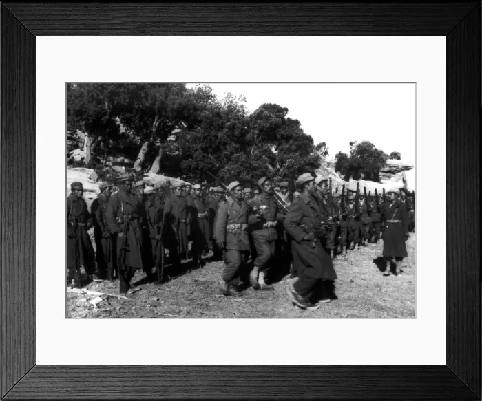 Framed Print : 7 / 26 / 57--BEHIND REBEL LINES IN ALGERIA: Men of the Algerian Nationalist (Rebel) Army receive rigid training along French Army lines