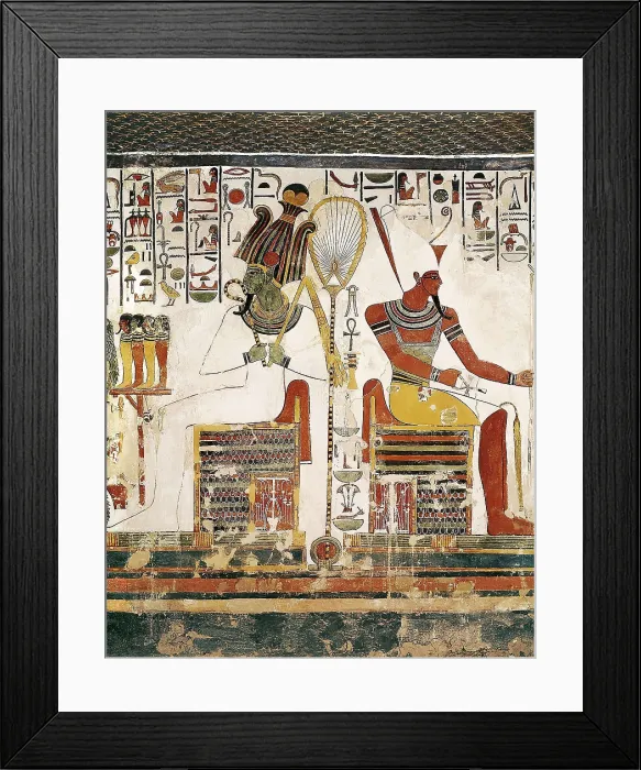 Framed Print : Tomb of Queen Nefertari. EGYPT. Dayr al-Bahri. Valley of the Queens. Tomb of Queen Nefertari. Her husband the Pharaoh Ramses II and the god Osiris. Egyptian art. New Kingdom