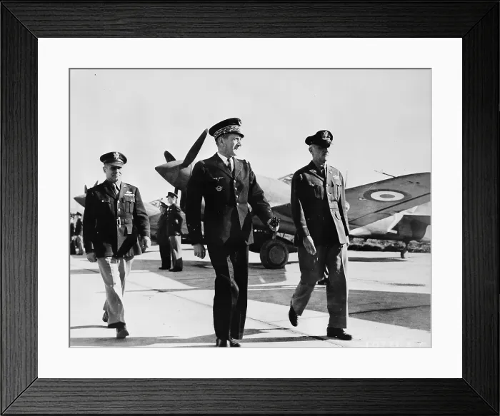 Framed Print : World War II, Major General Carl Spaatz, United States Air Force commmander in North Africa, Major-General Jean Bergeret of Fighting French high command