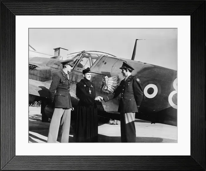 Framed Print : World War II, Lieutenant Hal C. Tunnell, introducing the Reverend R. P. Bougerol, Chaplain of the Lafayette Escadrille, to Lieutenant J. J. Ketcher, circa 1940-1946