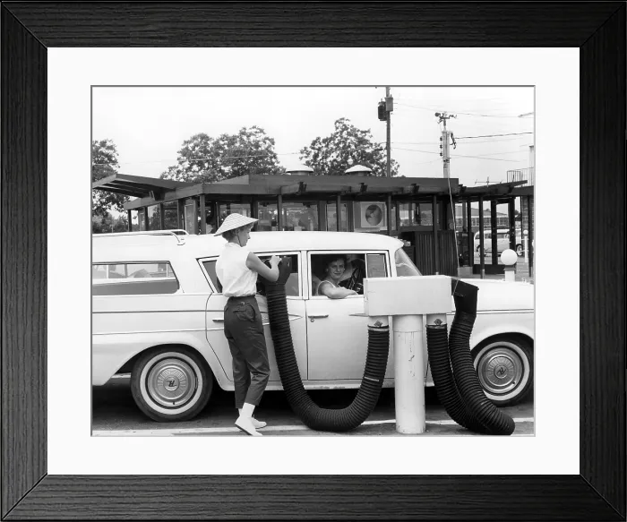 Framed Print : FAYETTEVILLE, N.C--Placed in window by carhop girl