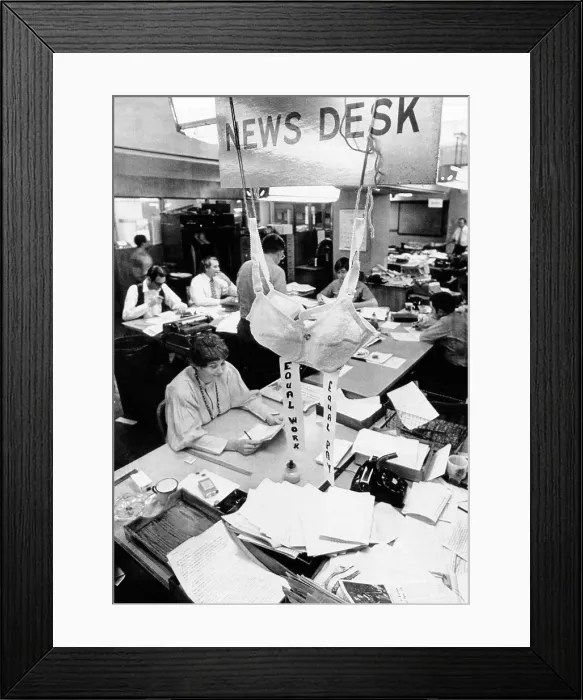 Framed Print : Feminist protest at the offices of the Houston Chronicle