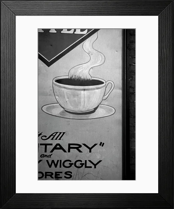 Framed Print : Coffee, advertisement for coffee, Washington DC, photograph by John Vachon, circa 1935