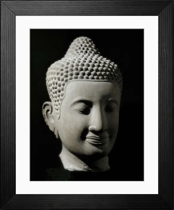 Framed Print : Colossal Buddha head. 13th-14th c. Bayon style. Khmer art. Sculpture on rock. FRANCE. Paris. Guimet Museum. Proc: CAMBODIA. AISA / Everett Collection**US SALES ONLY** Framed Print : Colossal Buddha head. 13th-14th c. Bayon style. Khmer art. Sculpture on rock. FRANCE. Paris. Guimet Museum. Proc: CAMBODIA. AISA / Everett Collection**US SALES ONLY**