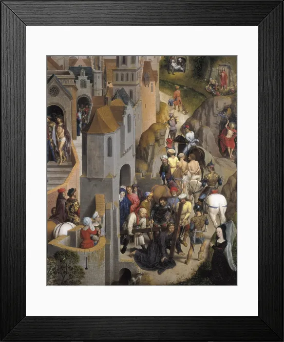 Framed Print : MEMLING, Hans (1433-1494). Passion of the Christ. 1840. Detail with the Way to Calvary. Flemish art. Oil on wood. ITALY. Turin. Galleria Sabauda (Sabauda Gallery)