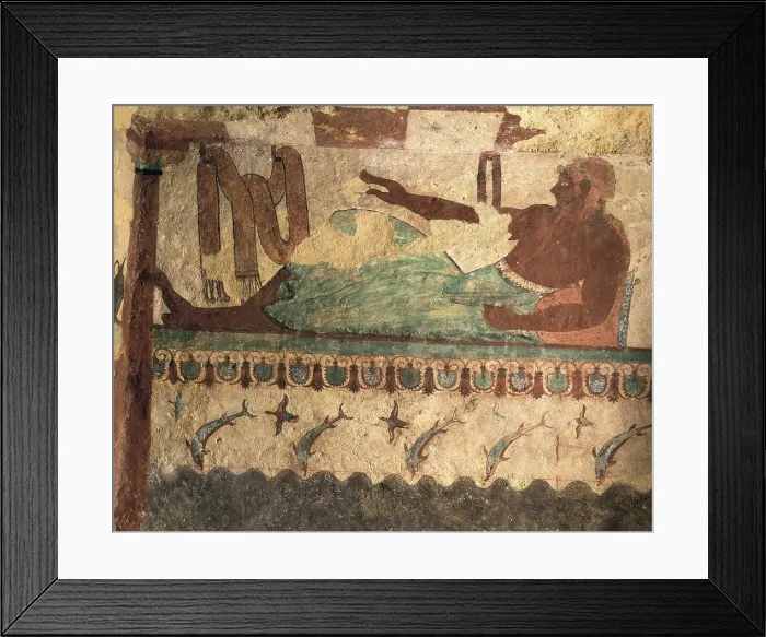 Framed Print : Tomb of The Lionesses. ITALY. Tarquinia. Necropolis of Monterozzi. Tomb of The Lionesses. Banquet scene. Etruscan art. Fresco. AISA / Everett Collection**US SALES ONLY**