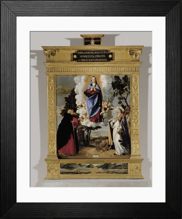 Framed Print : LOTTO, Lorenzo (1480-1556). Altarpiece of the Ascension of Mary. 1567. ITALY. Asolo. Cathedral. Renaissance art. Cinquecento. Venetian school. Oil on wood
