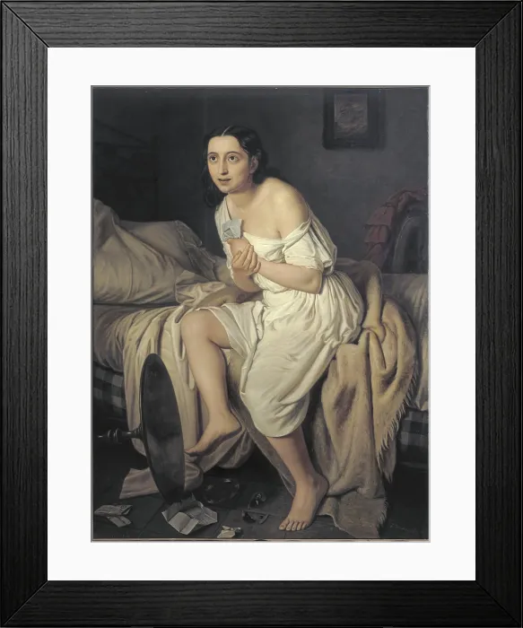Framed Print : FIAMMINGHI, Giacomo (1815 - 1895). Love Mad Nina. 1850. ITALY. Verona. Palazzo Forti. Romanticism. Oil on canvas. AISA / Everett Collection**US SALES ONLY**