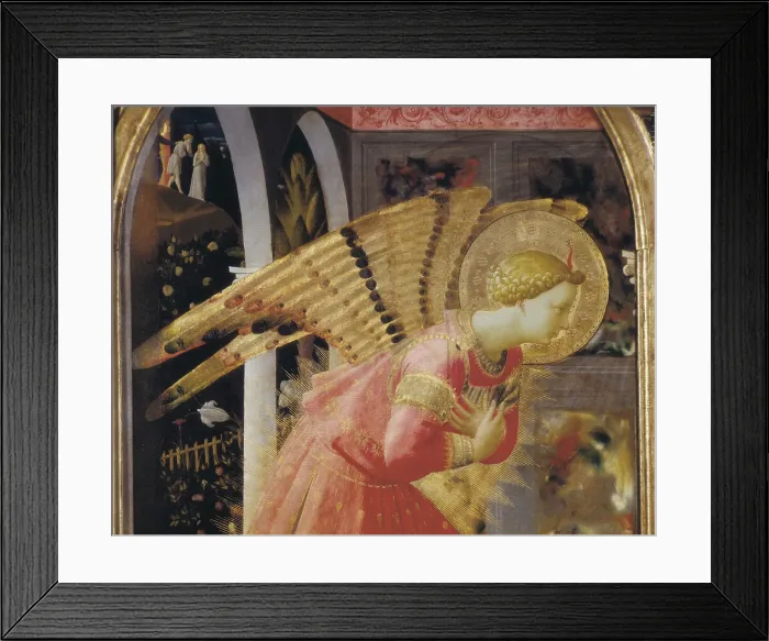 Framed Print : ANGELICO, Fra (1387-1455). The Annunciation. 1430s. Detail of the angel. Renaissance art. Quattrocento. Tempera on wood. ITALY. San Giovanni Valdarno Framed Print : ANGELICO, Fra (1387-1455). The Annunciation. 1430s. Detail of the angel. Renaissance art. Quattrocento. Tempera on wood. ITALY. San Giovanni Valdarno