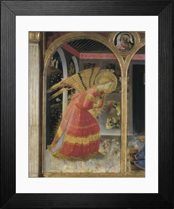 Framed Print : ANGELICO, Fra (1387-1455). The Annunciation. 1430s. Detail of the angel. Renaissance art. Quattrocento. Tempera on wood. ITALY. San Giovanni Valdarno