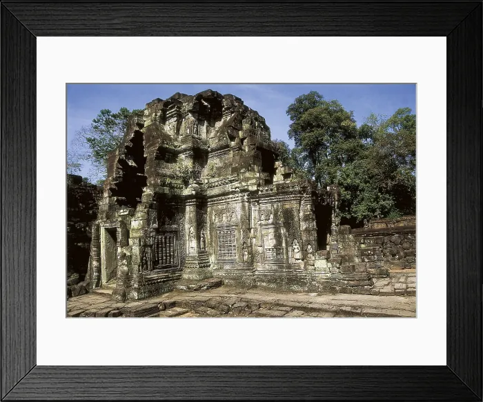 Framed Print : CAMBODIA. Angkor. Hindu temple of Preah Khan (12th c.), built in the period of Jayavarman VII. Khmer art. Sculpture on rock. AISA / Everett Collection**US SALES ONLY**