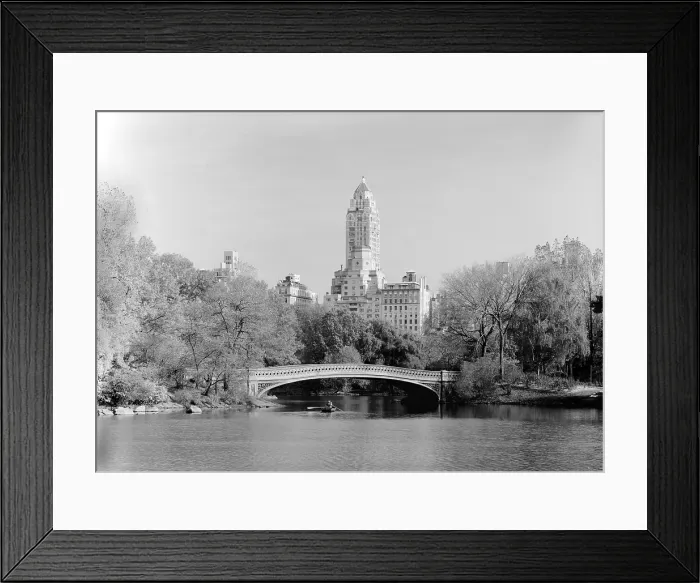 Framed Print : New York City, Central Park's Bow Bridge, view of bridge looking east, photograph by Jet Lowe, circa 1980s