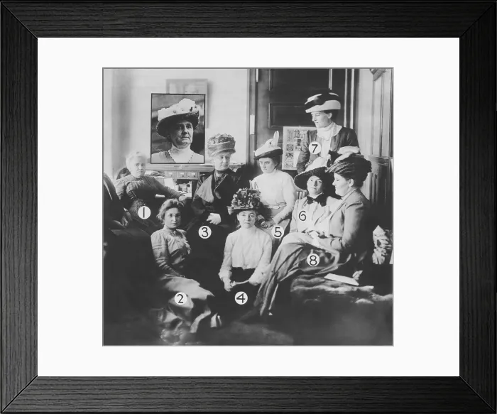 Framed Print : Women attending the National Convention of the Woman Suffrage Association. Philadelphia, Nov. 21 -26, 1912. 1_Dr. Anna Howard Shaw, President. 2_Mrs. William M. Ivins
