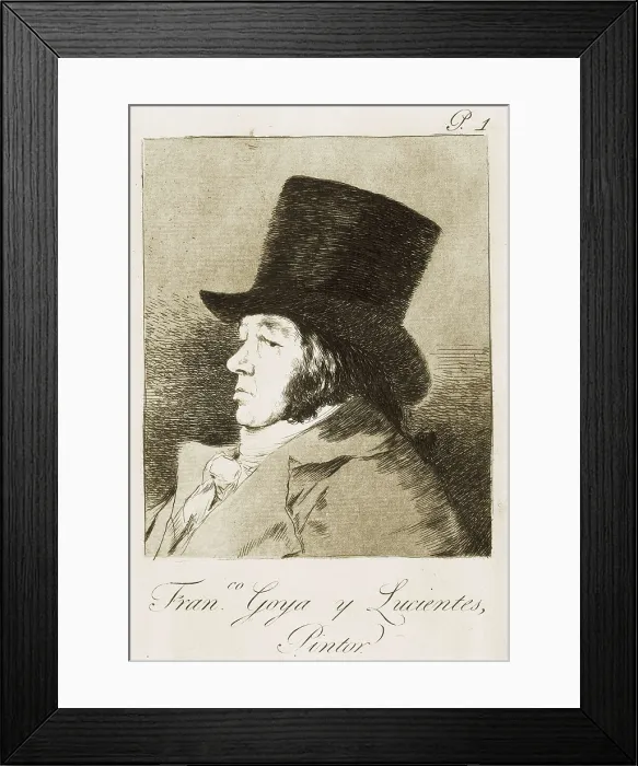 Framed Print : GOYA Y LUCIENTES, Francisco de (1746-1828). Caprices. Francisco de Goya y Lucientes, Painter. 1799. Capricho plate 1, etching, aquatint, drypoint and burin. Engraving; Etching