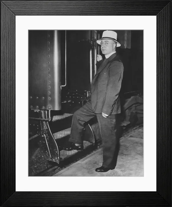 Framed Print : Father Charles Coughlin boarding train to Chicago Democratic Convention in 1932