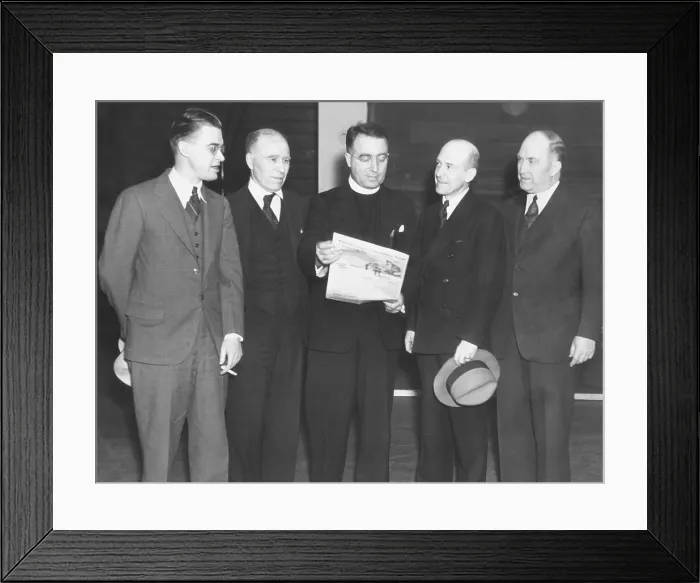 Framed Print : Father Coughlin founded the National Union for Social Justice (NUSJ) in April 1935. The political group had a nationalistic worker's rights agenda Framed Print : Father Coughlin founded the National Union for Social Justice (NUSJ) in April 1935. The political group had a nationalistic worker's rights agenda
