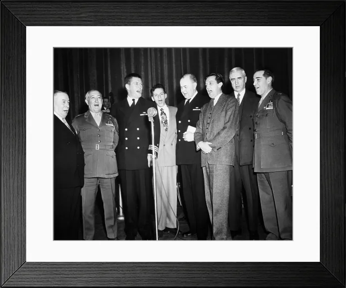 Framed Print : An all star octet entertains visiting editors and publishers at the Banshees Luncheon. April 25, 1944, Grand Ballroom of the Waldorf Astoria Hotel, NYC