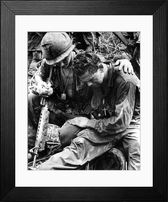 Framed Print : Two soldiers comfort each other under the strain of combat in Pleiku, South Vietnam, 5 / 26 / 67.. Courtesy: CSU Archives  /  Everett Collection
