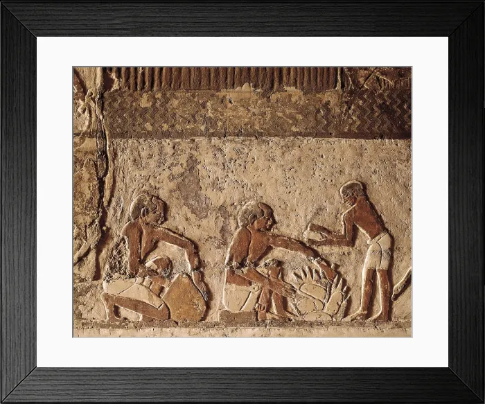 Framed Print : Tomb of Nefer. 24th c. BC. EGYPT. Saqqara. Bread preparation and cooking. Egyptian art. Old Kingdom. Relief. AISA / Everett Collection**US SALES ONLY**