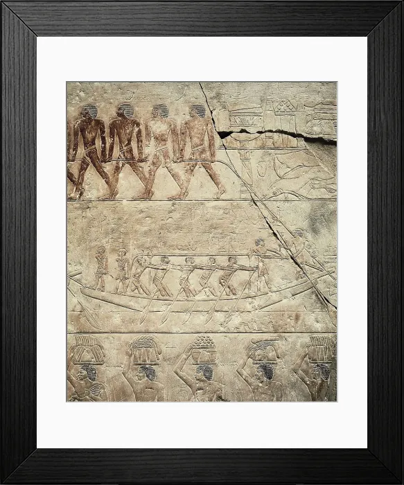 Framed Print : Mastaba of Mereruka. ca. 2323 BC. EGYPT. Saqqara. Transport by boat. Egyptian art. Old Kingdom. Relief on rock. AISA / Everett Collection**US SALES ONLY**