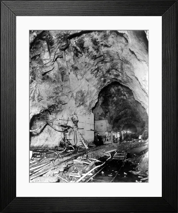 Framed Print : A New York water tunnel under construction through the bedrockof Manhattan. January 10, 1939 CSU Archives