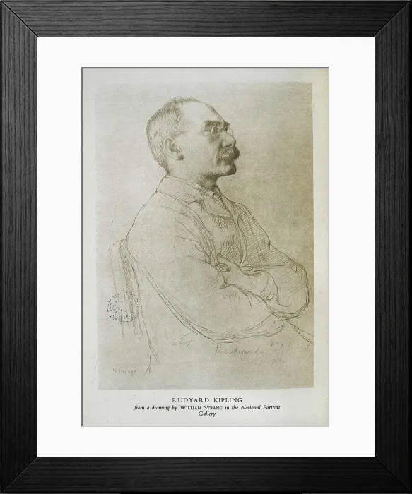 Framed Print : KIPLING, Rudyard (1865-1936). Portrait of Kipling included in the biography of 'Rudyard Kipling' by Bonamy Dobree. Edition carried out in London in 1951 Framed Print : KIPLING, Rudyard (1865-1936). Portrait of Kipling included in the biography of 'Rudyard Kipling' by Bonamy Dobree. Edition carried out in London in 1951