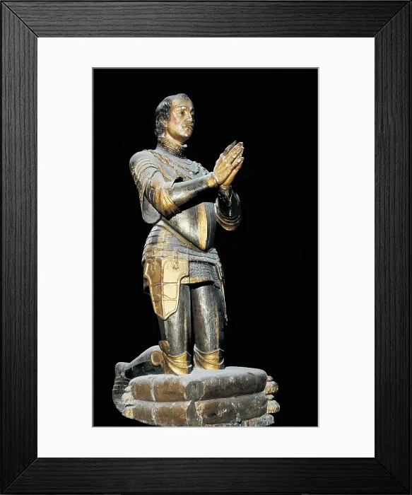 Framed Print : FERNANDEZ DE CORDOBA, Gonzalo, called 'El Gran Capitn' (1453-1515). Praying statue. Sculpture. SPAIN. ANDALUSIA. Sevilla. Church of San Jernimo