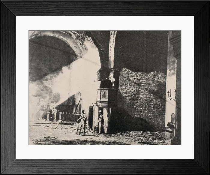 Framed Print : SPAIN. Barcelona. Spain (1909). Tragic Week of Barcelona. Interior of the parish church of San Pedro de Puellas after the fire