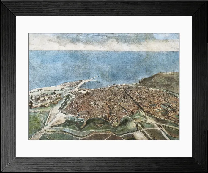 Framed Print : Barcelona in 1860. Picture by Onofre Alsamora. Litography. SPAIN. Barcelona. Barcelona City History Museum. AISA / Everett Collection**US SALES ONLY**