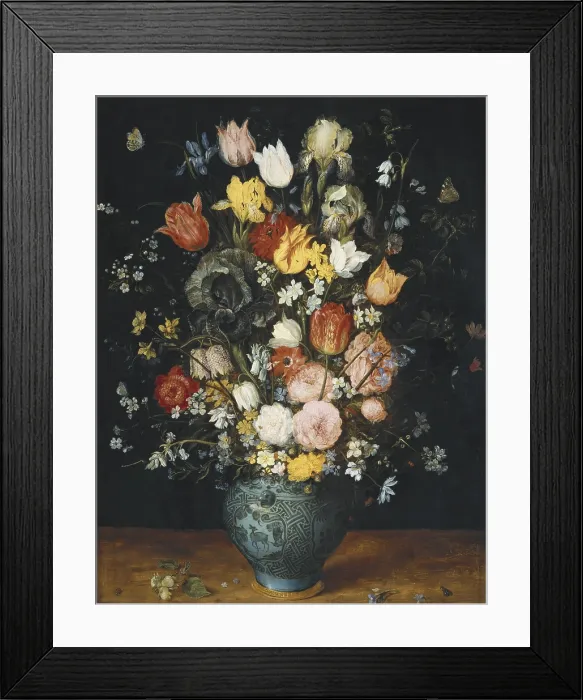 Framed Print : Breugel, Jan, The Elder, called 'Velvet Bruegel' (1568-1625). Bouquet in a Blue Vase. 1606 - 1607. Flemish art. Oil on wood. AUSTRIA. Vienna