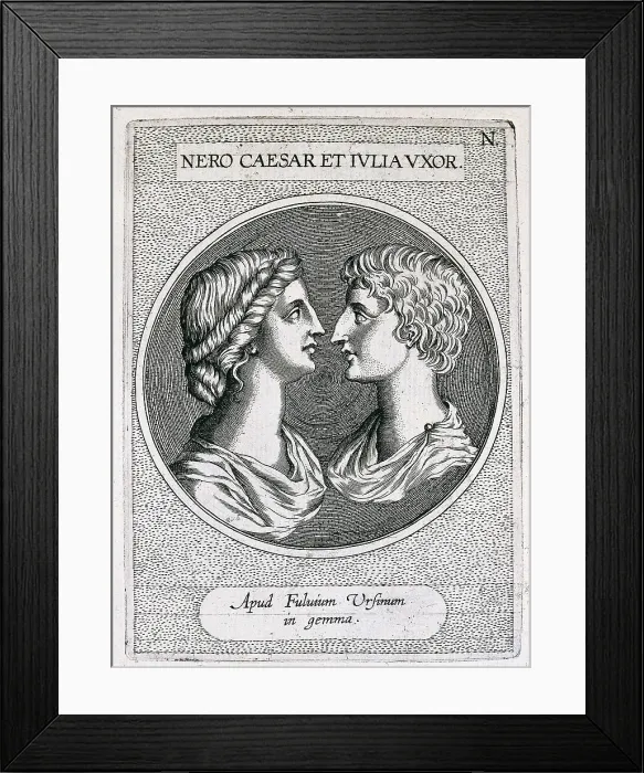 Framed Print : OCTAVIA (42-62); NERO, Lucius Domitius Nero Claudius (37-68). Portrait of the Emperor Nero and his first wife Octavia. Engraving. SPAIN. Madrid. National Library Framed Print : OCTAVIA (42-62); NERO, Lucius Domitius Nero Claudius (37-68). Portrait of the Emperor Nero and his first wife Octavia. Engraving. SPAIN. Madrid. National Library